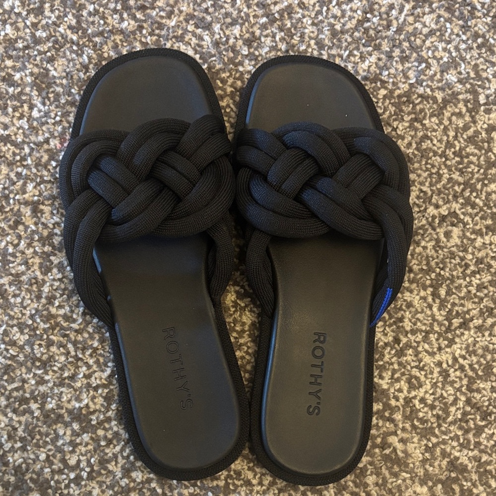 Rothy's Black Knotted Slide Sandals